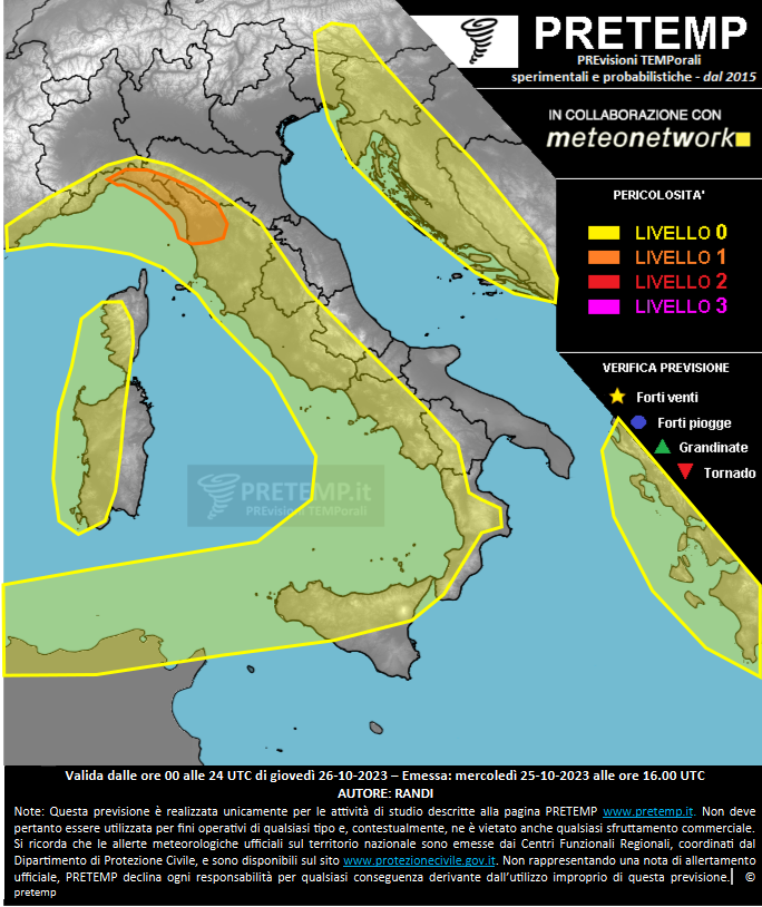 Mappa previsione del 26 ottobre 2023