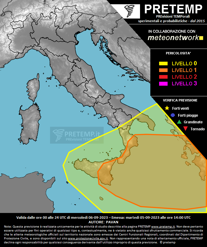 Mappa previsione del 06 settembre 2023