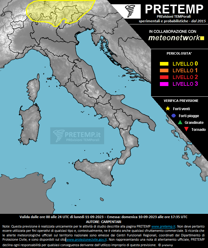 Mappa previsione del 11 settembre 2023