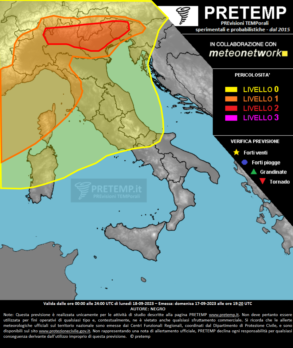 Mappa previsione del 18 settembre 2023