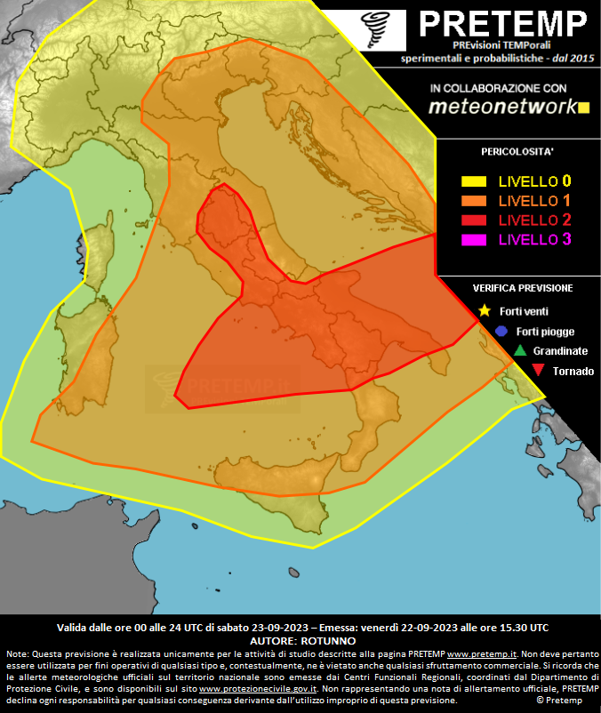 Mappa previsione del 23 settembre 2023
