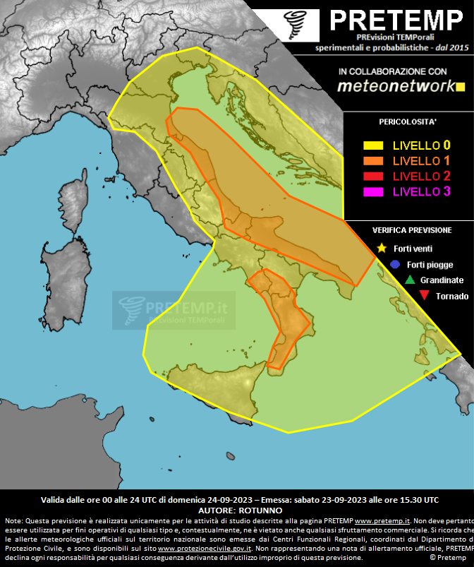 Mappa previsione del 24 settembre 2023