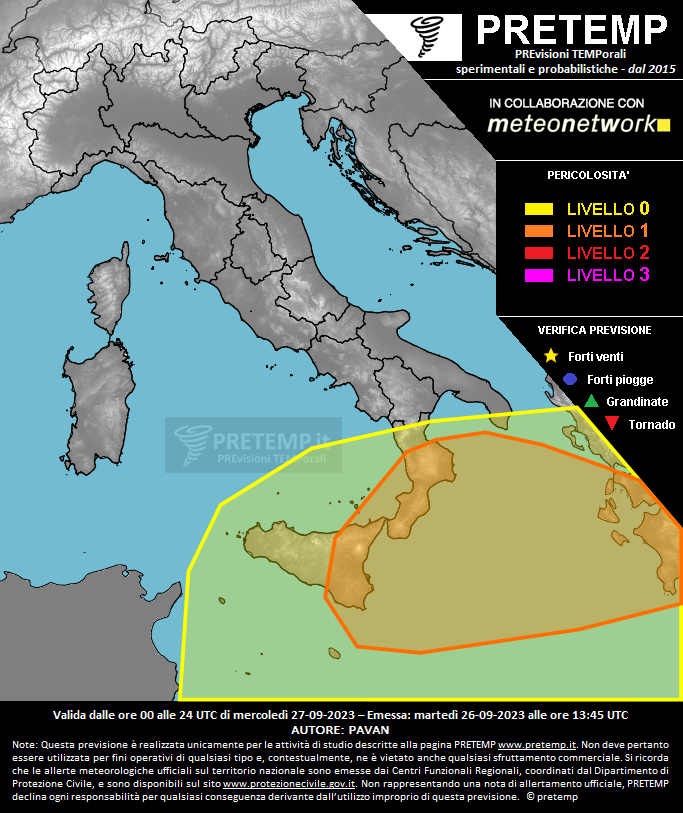 Mappa previsione del 27 settembre 2023