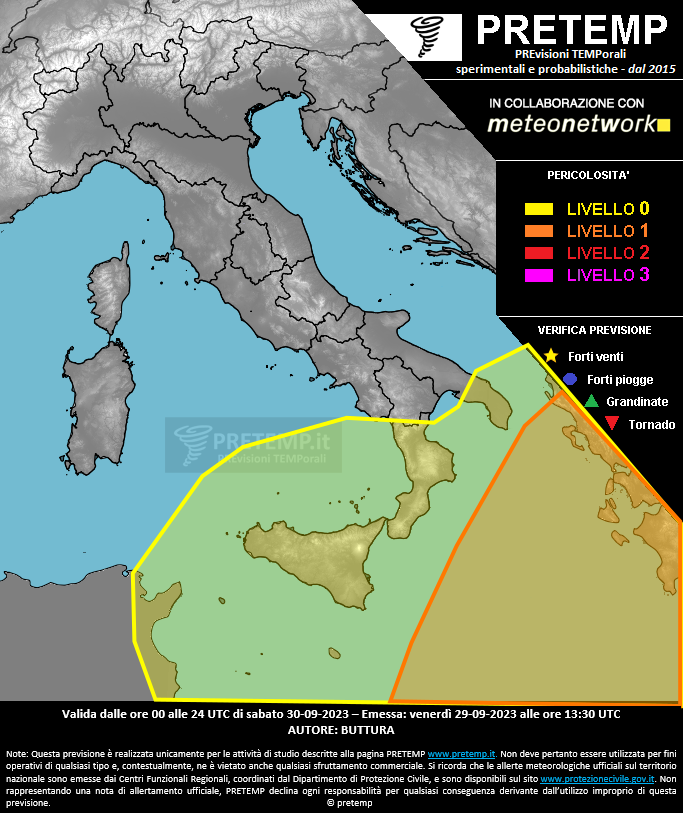 Mappa previsione del 30 settembre 2023
