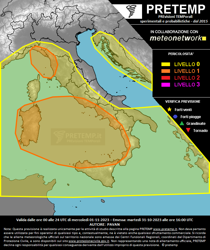 Mappa previsione del 01 novembre 2023