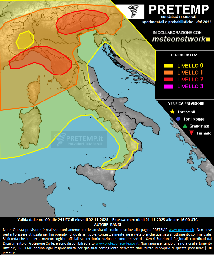 Mappa previsione del 02 novembre 2023