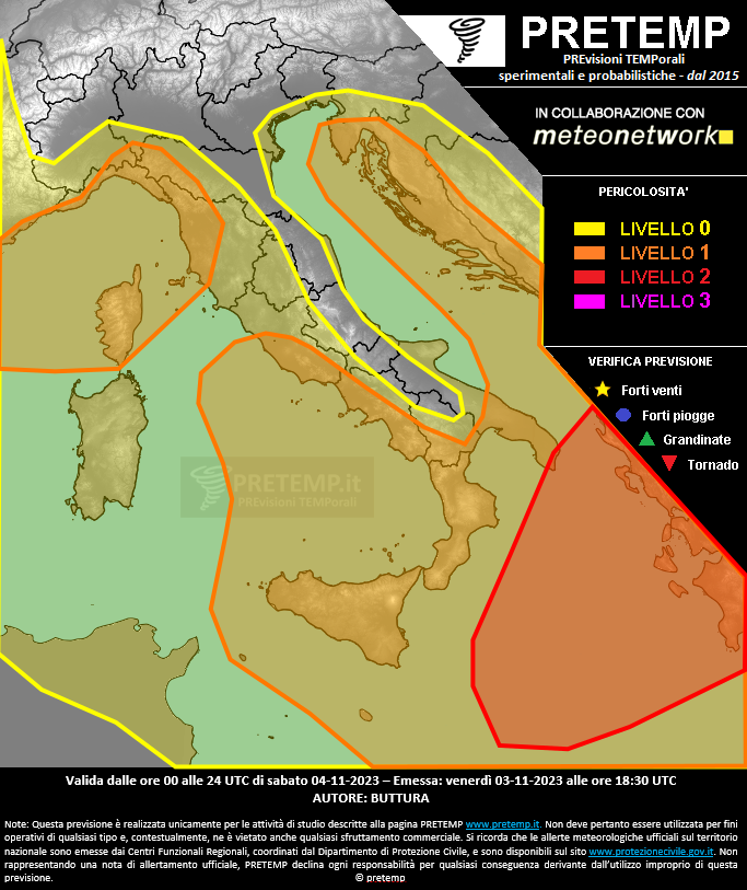 Mappa previsione del 04 novembre 2023