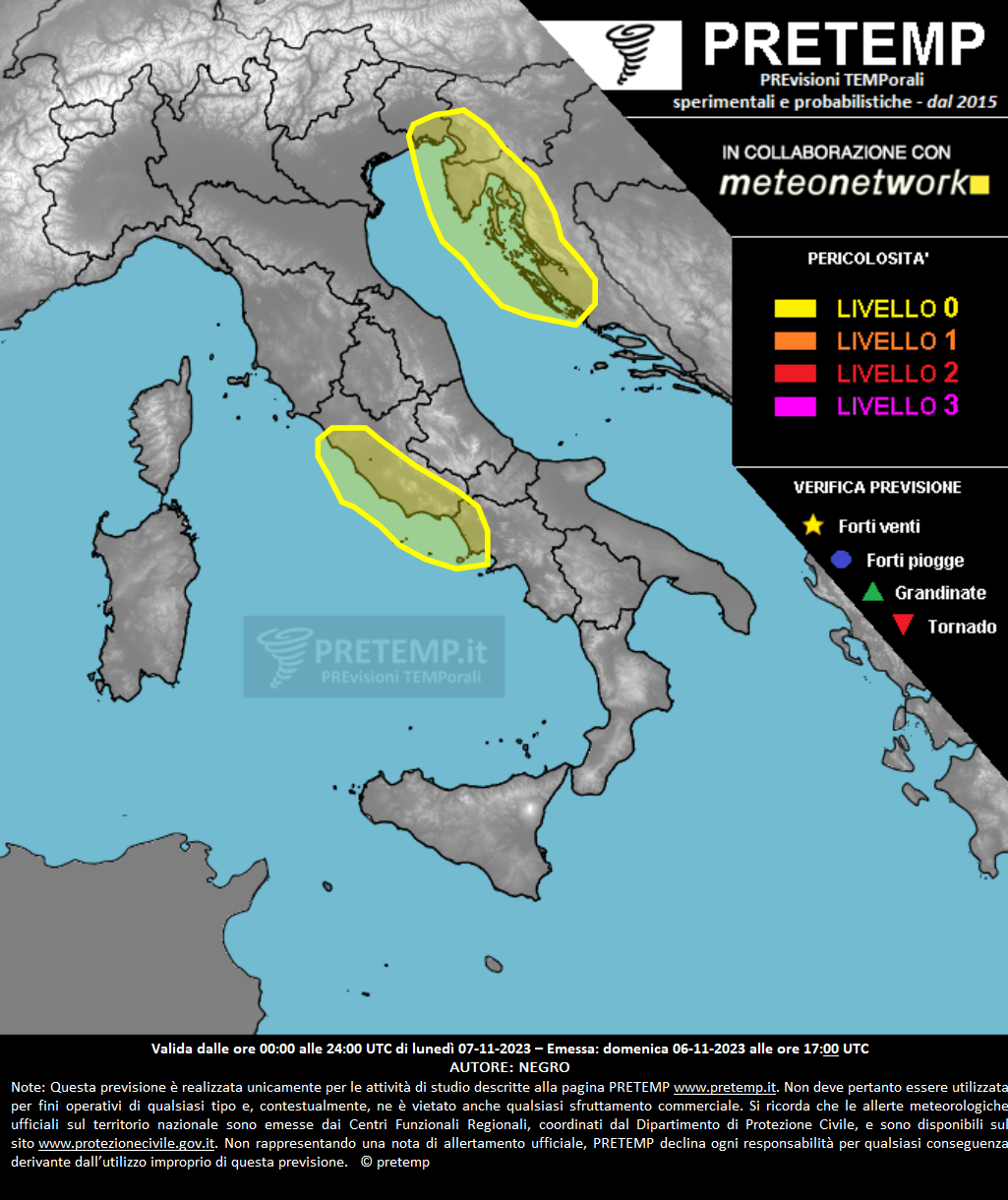 Mappa previsione del 06 novembre 2023