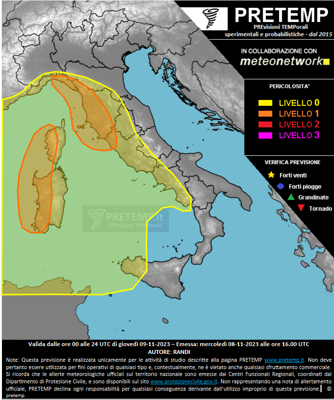 Mappa previsione del 09 novembre 2023