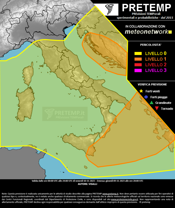 Mappa previsione del 10 novembre 2023