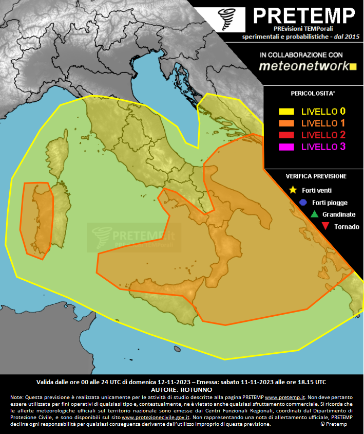 Mappa previsione del 12 novembre 2023