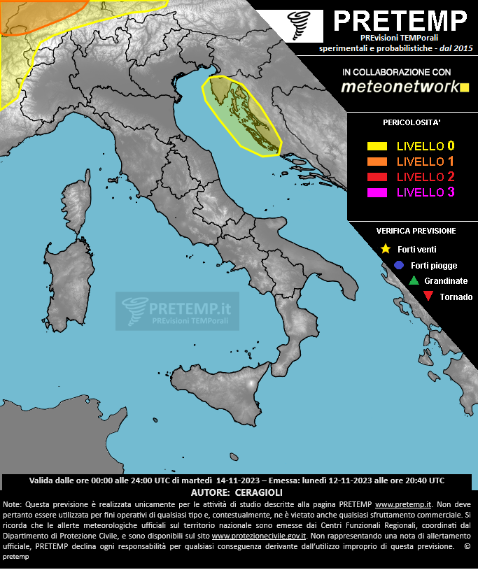 Mappa previsione del 14 novembre 2023
