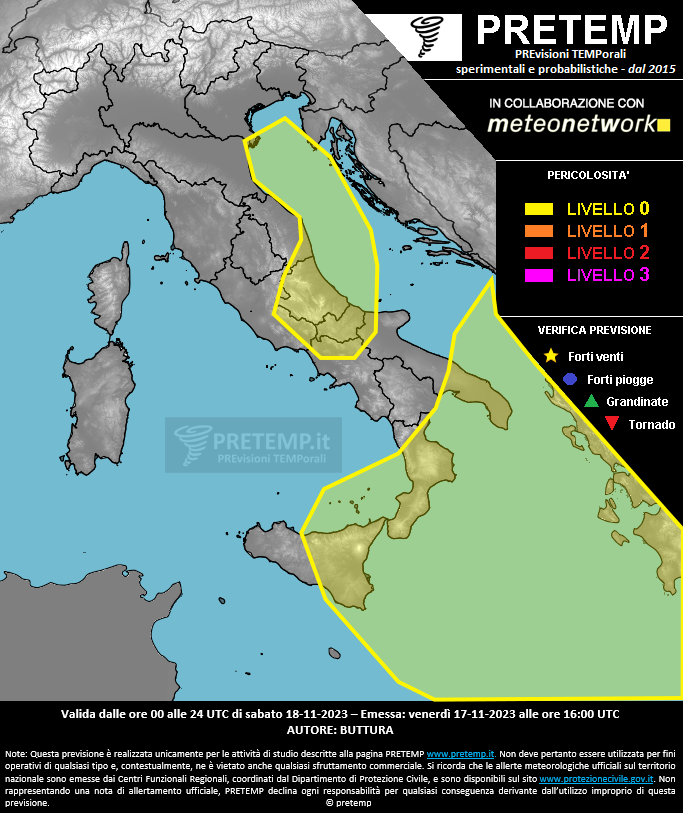Mappa previsione del 18 novembre 2023