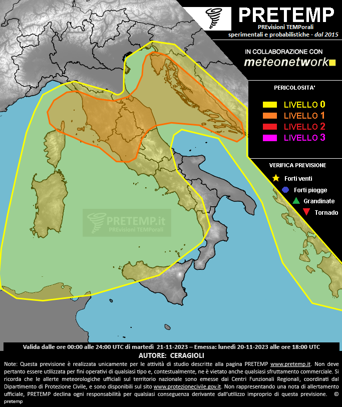 Mappa previsione del 21 novembre 2023