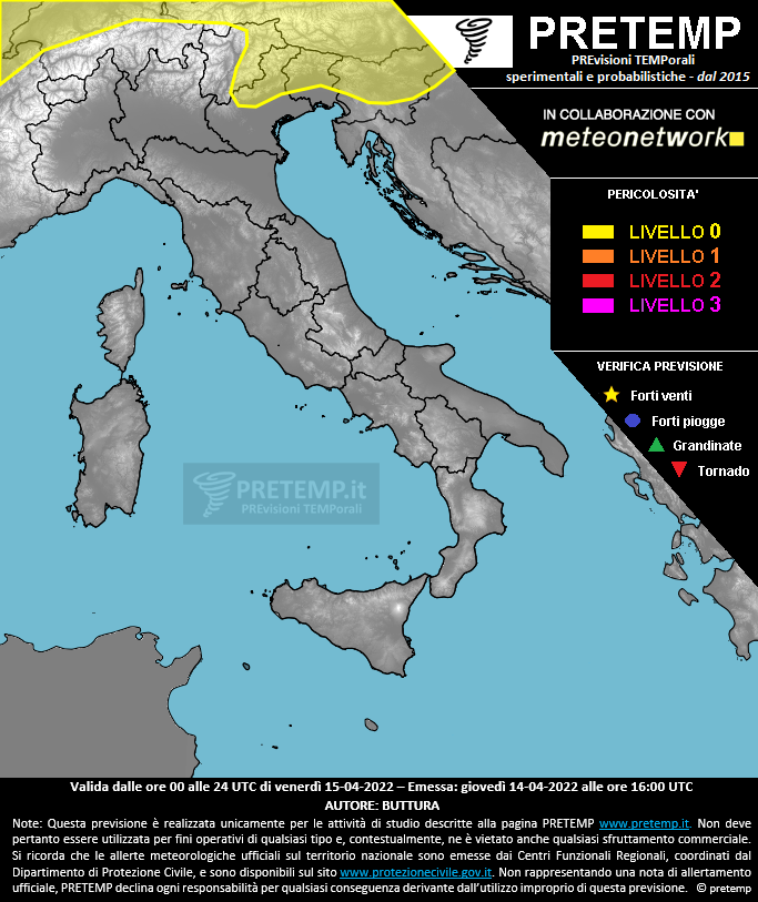 Mappa previsione del 15 aprile 2022