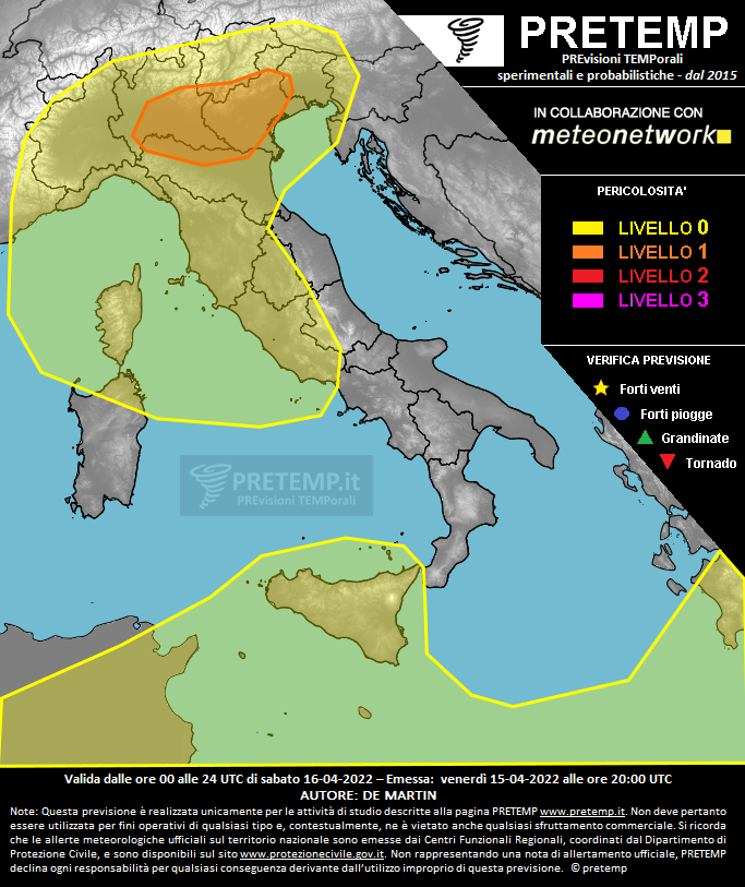 Mappa previsione del 16 aprile 2022