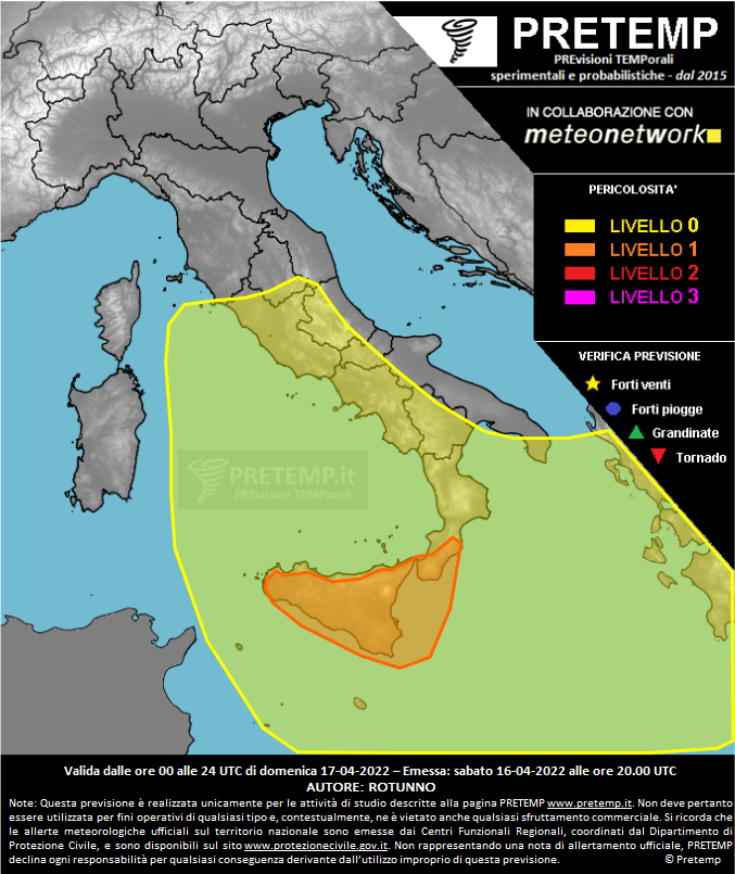 Mappa previsione del 17 aprile 2022