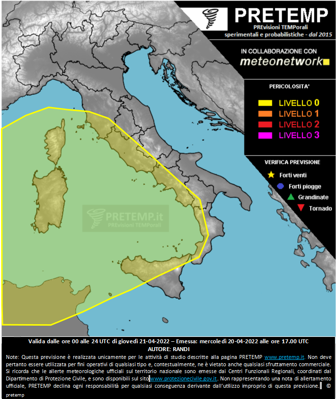 Mappa previsione del 21 aprile 2022