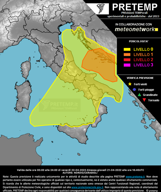 Mappa previsione del 22 aprile 2022