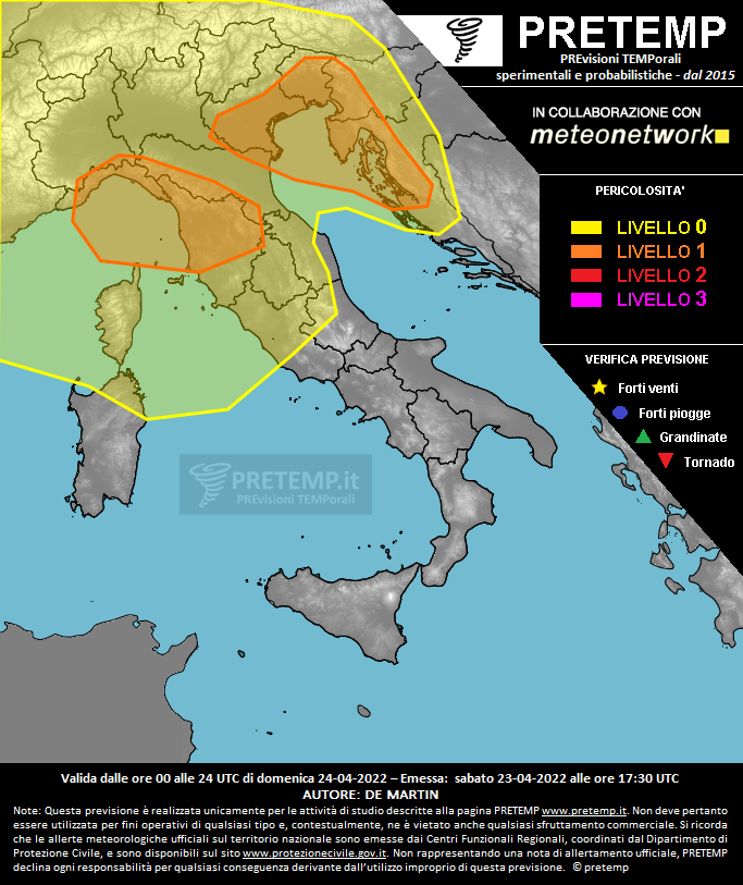 Mappa previsione del 24 aprile 2022