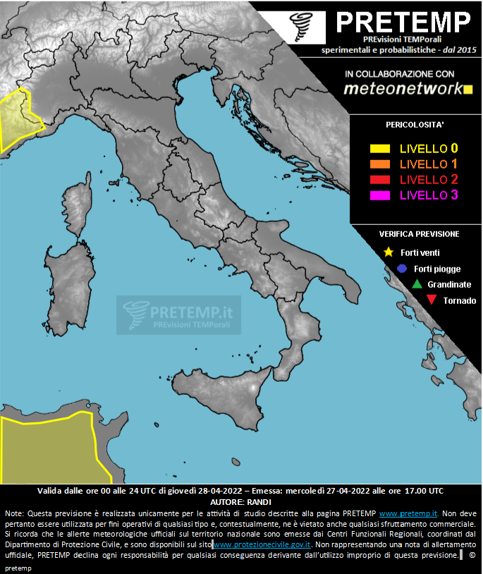 Mappa previsione del 28 aprile 2022