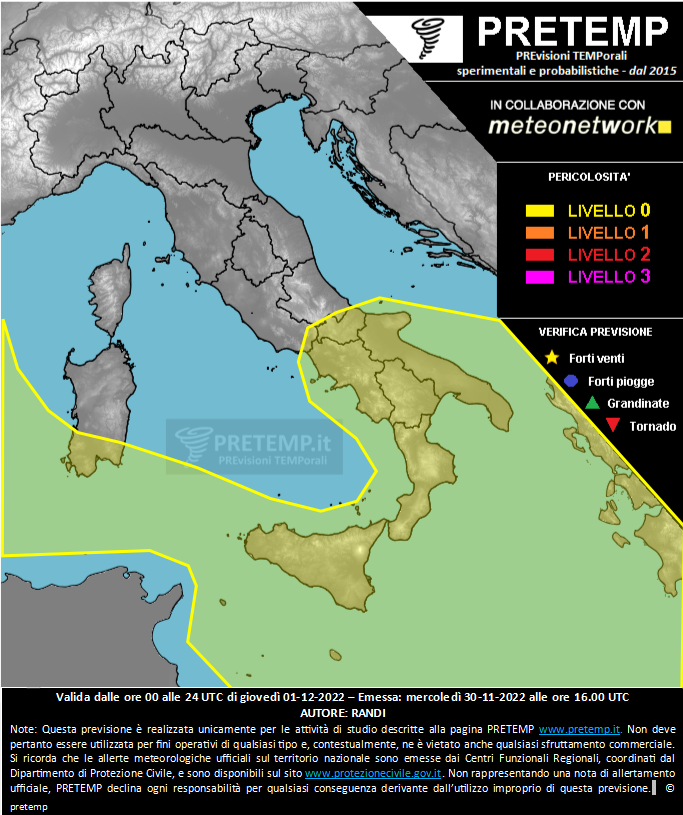 Mappa previsione del 01 dicembre 2022