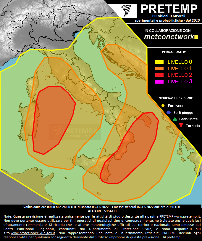 Mappa previsione del 03 dicembre 2022