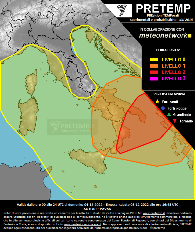 Mappa previsione del 04 dicembre 2022