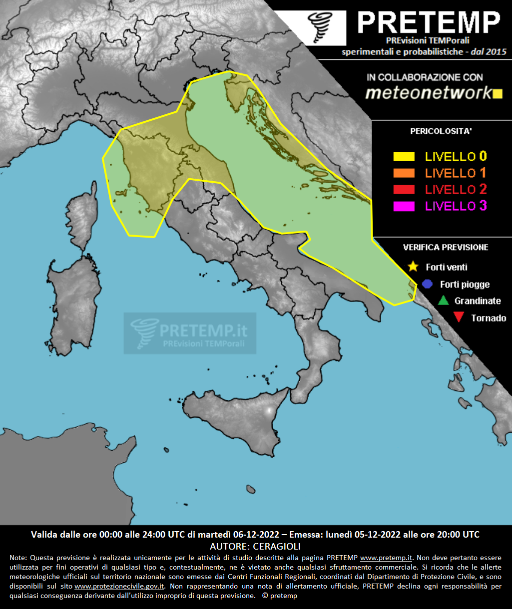 Mappa previsione del 06 dicembre 2022