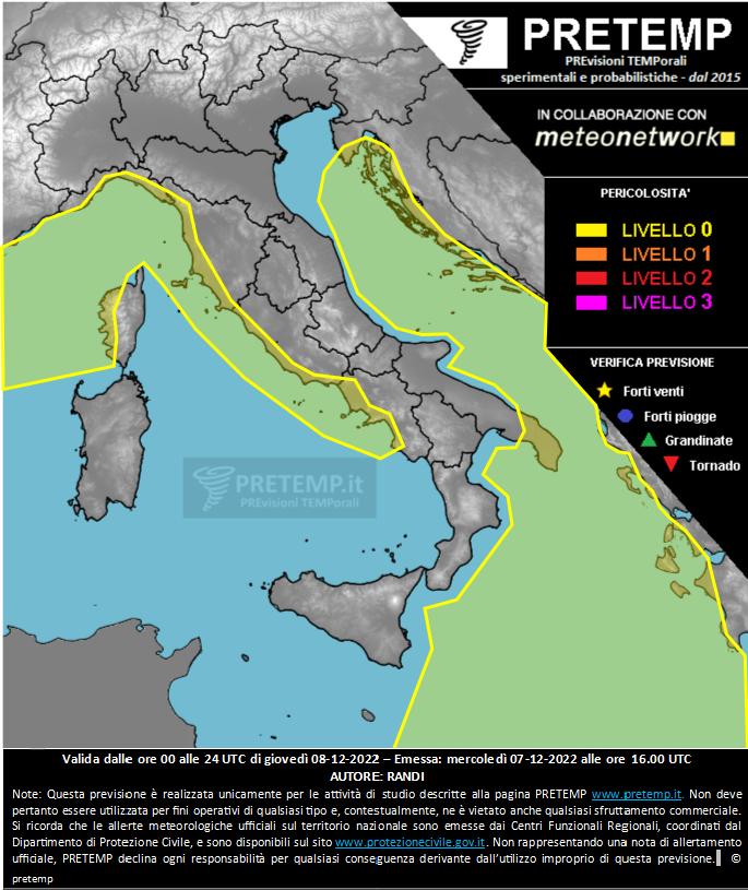 Mappa previsione del 08 dicembre 2022