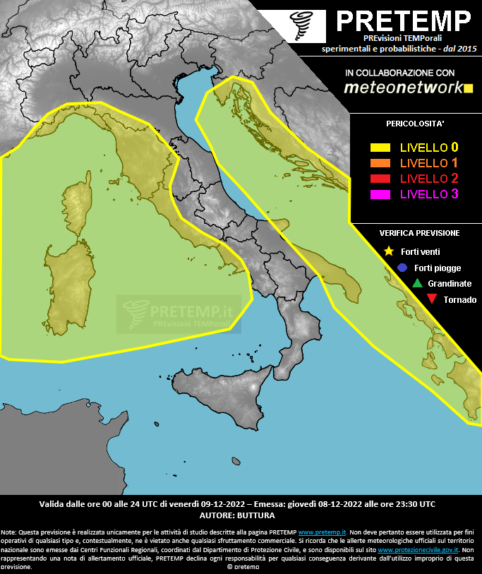 Mappa previsione del 09 dicembre 2022