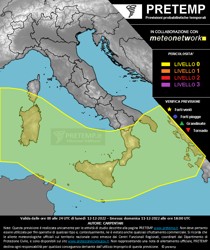 Mappa previsione del 12 dicembre 2022