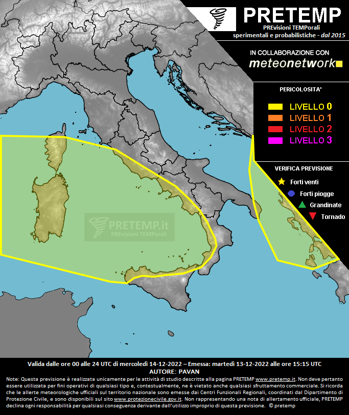Mappa previsione del 14 dicembre 2022