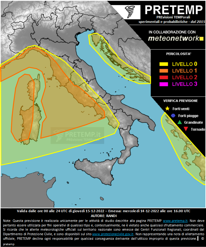 Mappa previsione del 15 dicembre 2022