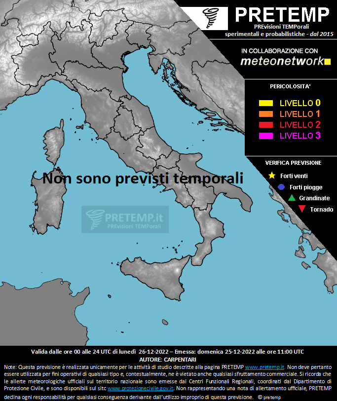 Mappa previsione del 19 dicembre 2022