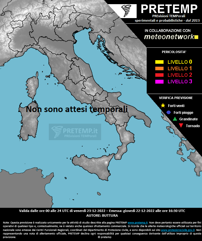 Mappa previsione del 23 dicembre 2022