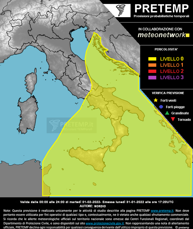 Mappa previsione del 01 febbraio 2022