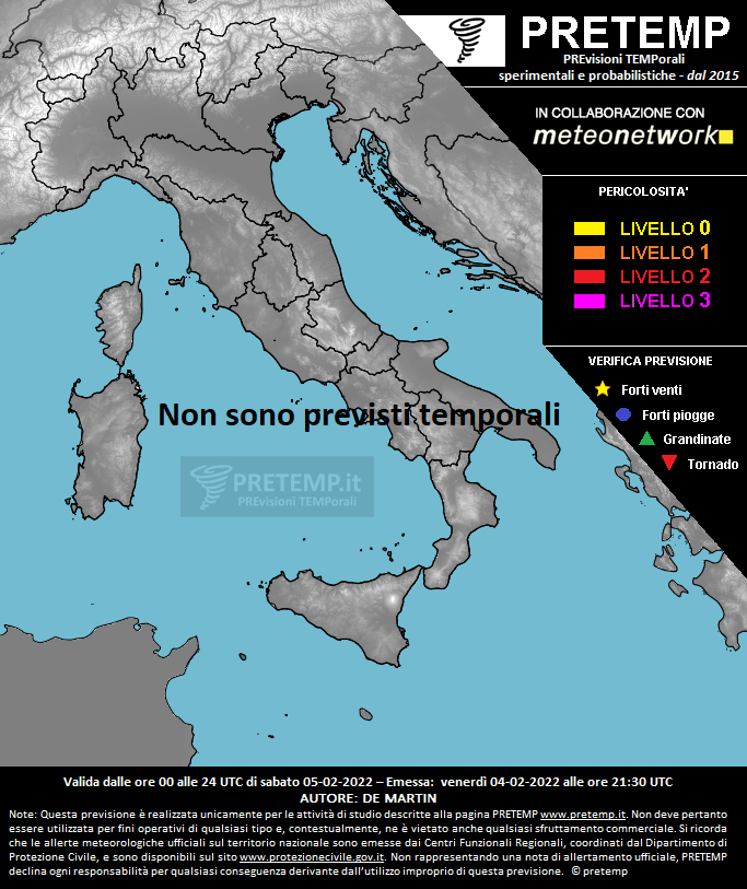 Mappa previsione del 05 febbraio 2022