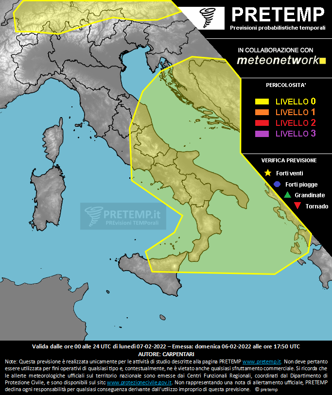 Mappa previsione del 07 febbraio 2022
