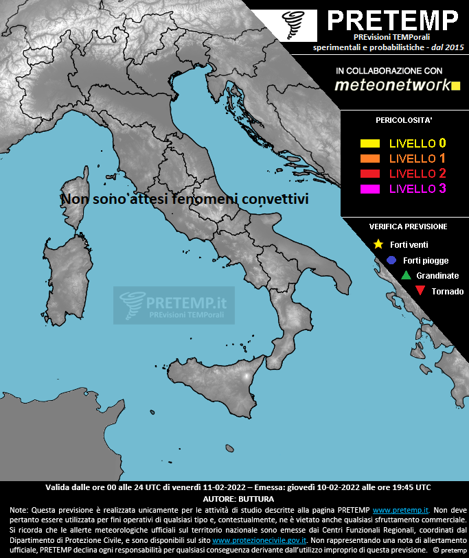 Mappa previsione del 11 febbraio 2022