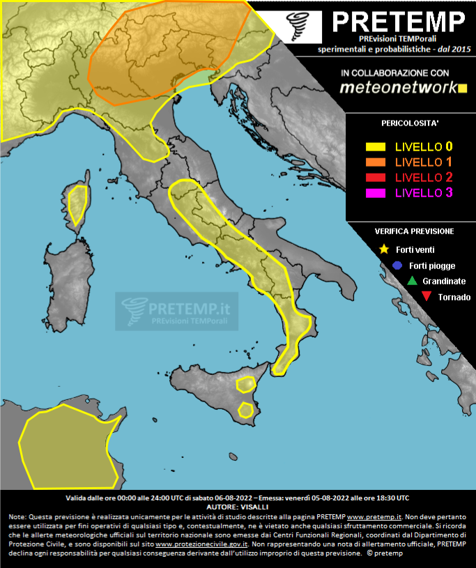 Mappa previsione del 06 agosto 2022