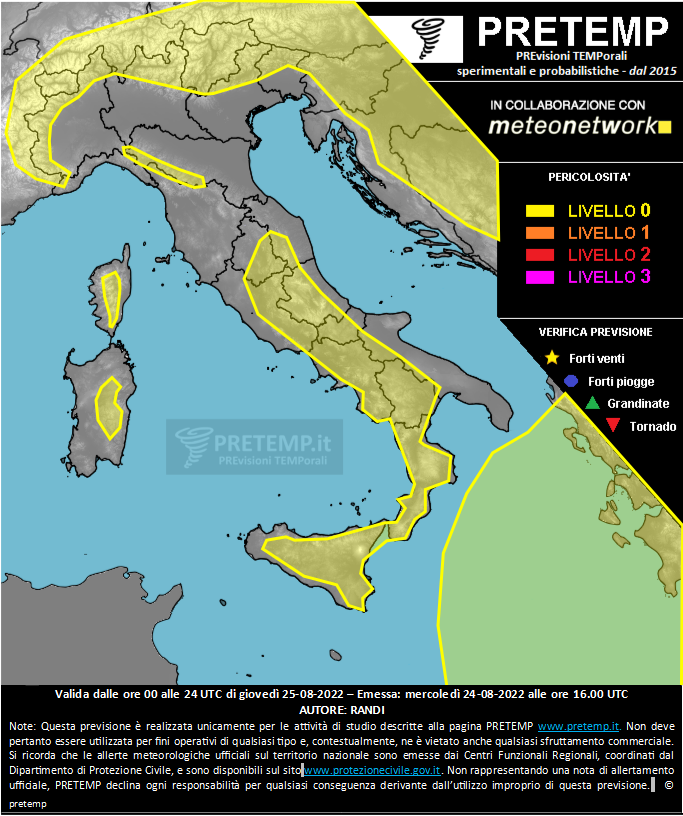 Mappa previsione del 25 agosto 2022