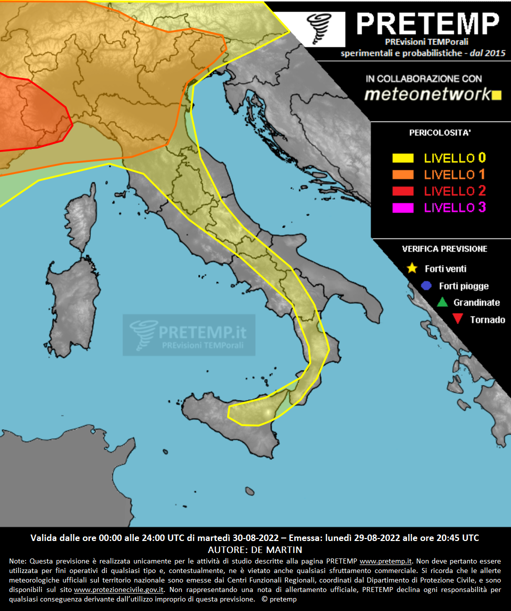 Mappa previsione del 30 agosto 2022