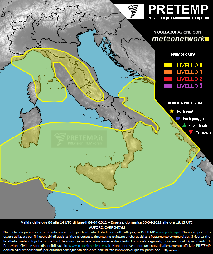 Mappa previsione del 04 aprile 2022