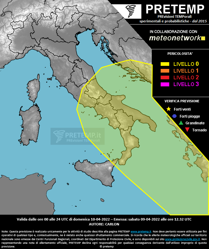 Mappa previsione del 10 aprile 2022