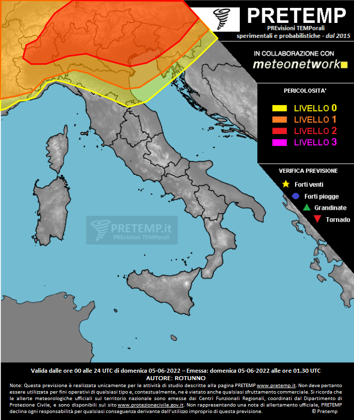 Mappa previsione del 05 giugno 2022