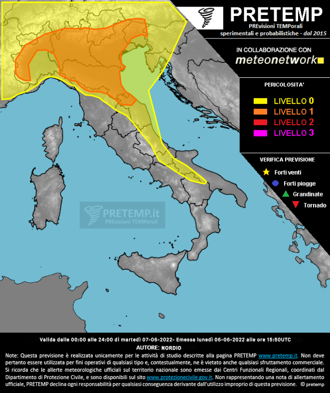 Mappa previsione del 07 giugno 2022