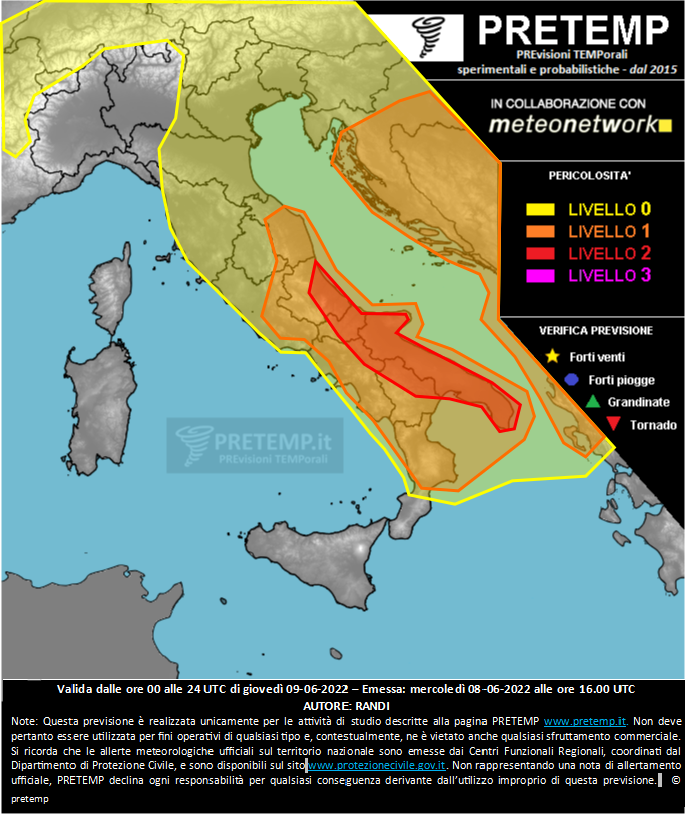Mappa previsione del 09 giugno 2022