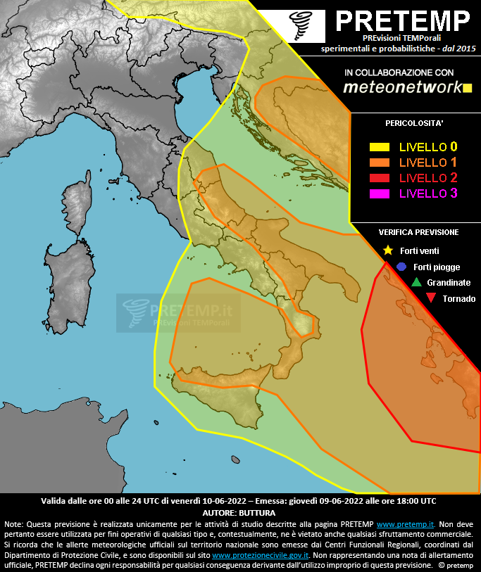 Mappa previsione del 10 giugno 2022