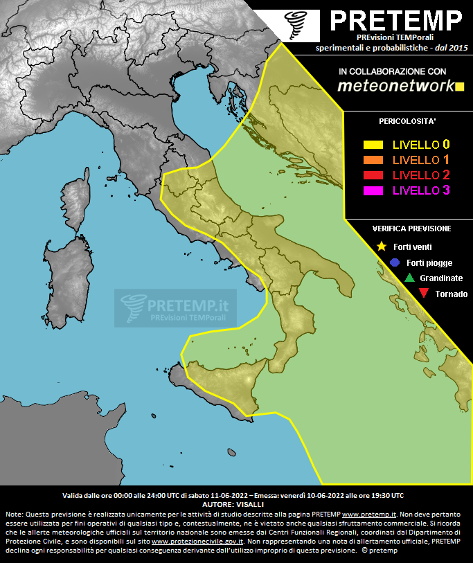 Mappa previsione del 11 giugno 2022